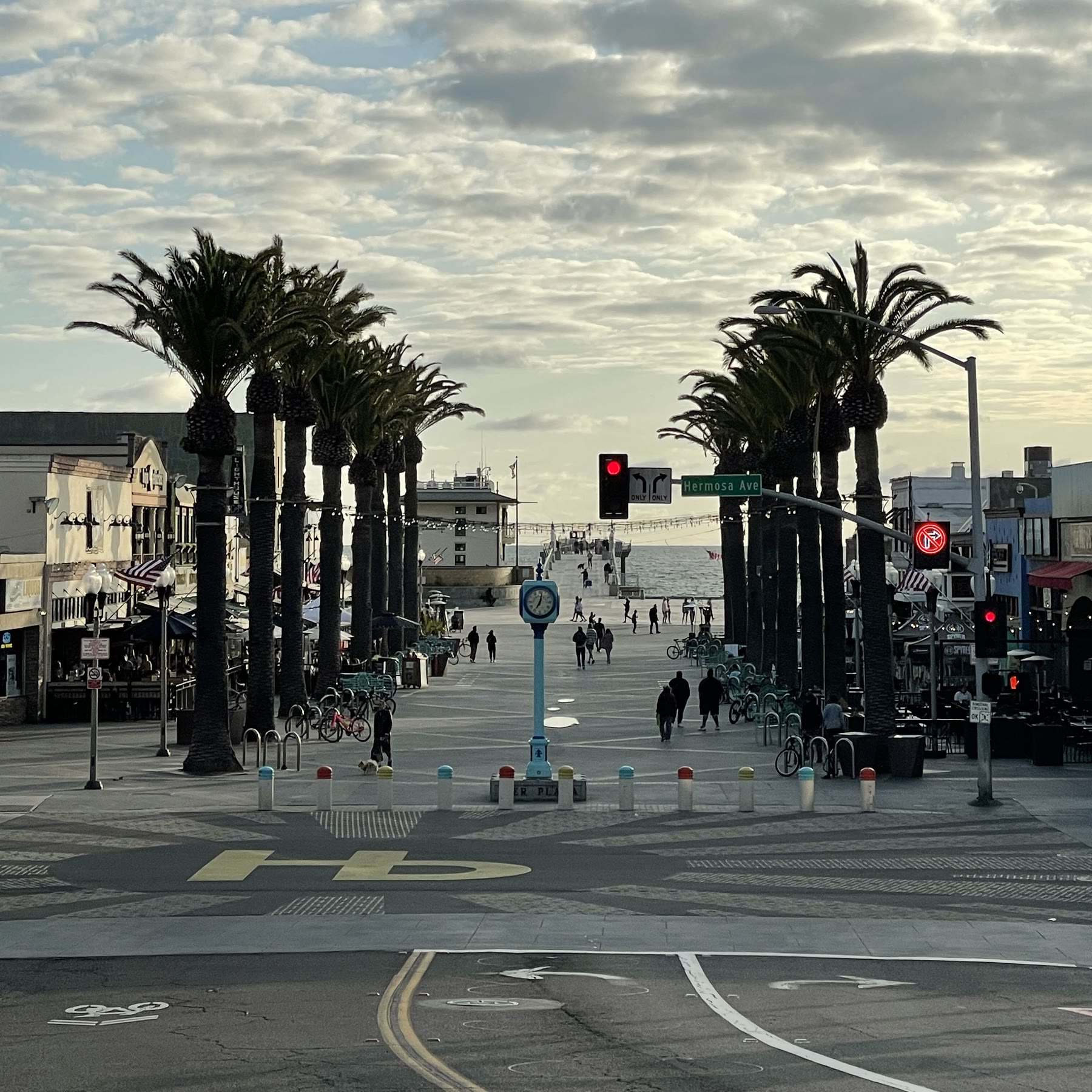 Hermosa Beach Pier Avenue at golden hour